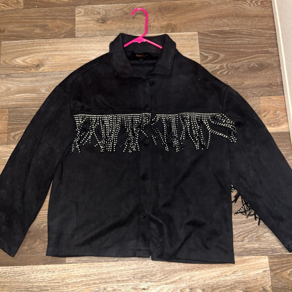 ☀️ Black jacket with Silver Fringe☀️ - Picture 3 of 10